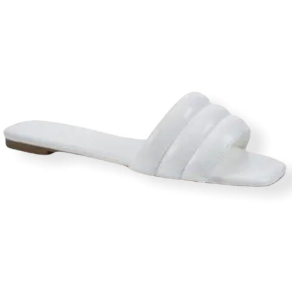 BAMBOO KICK Women's Cushion Band Slide Sandals Flats White Size 8 - Picture 2 of 9